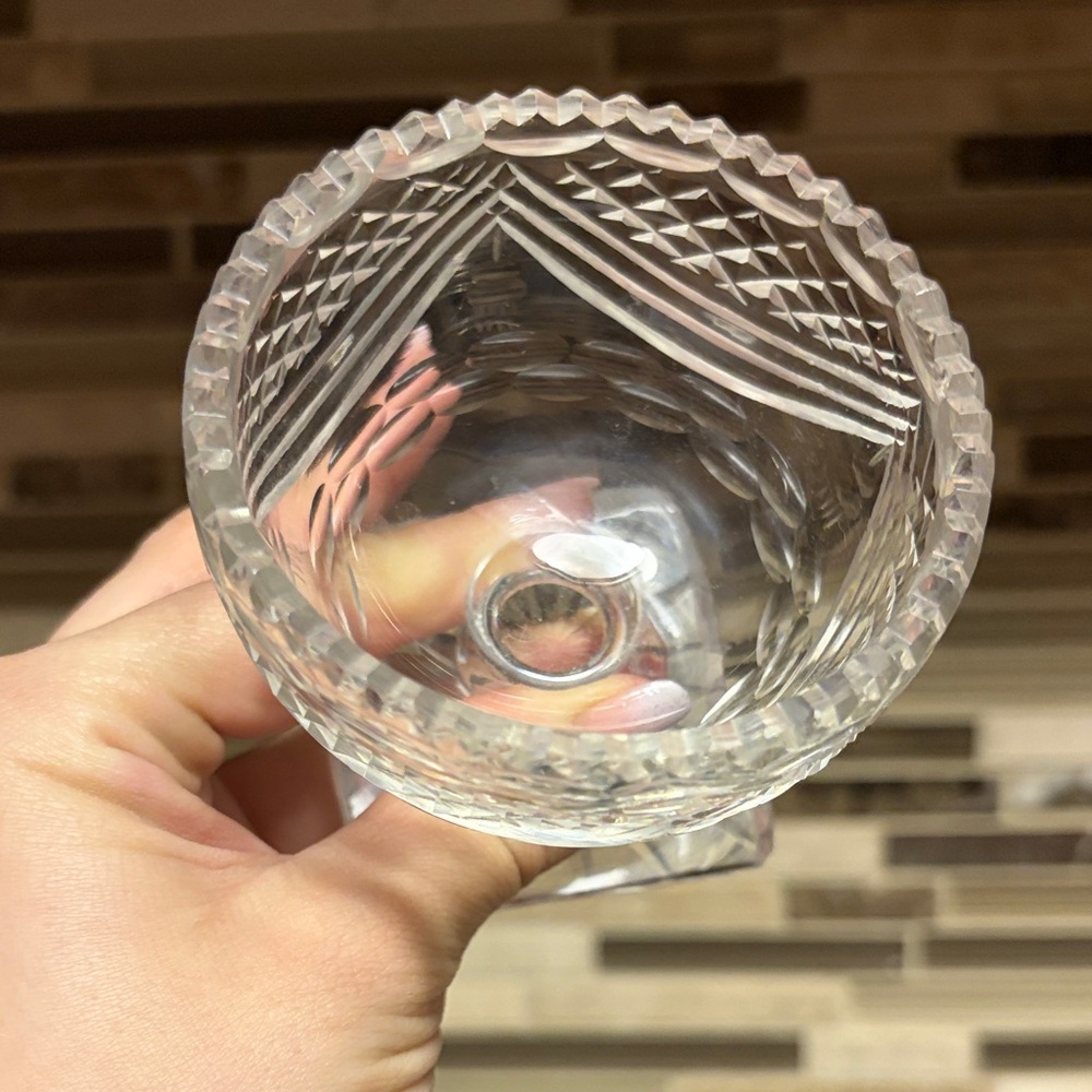 19th Century Diamond Cut Small Crystal Footed Compotes Anglo Irish (Set of 2) - Picture 8 of 8